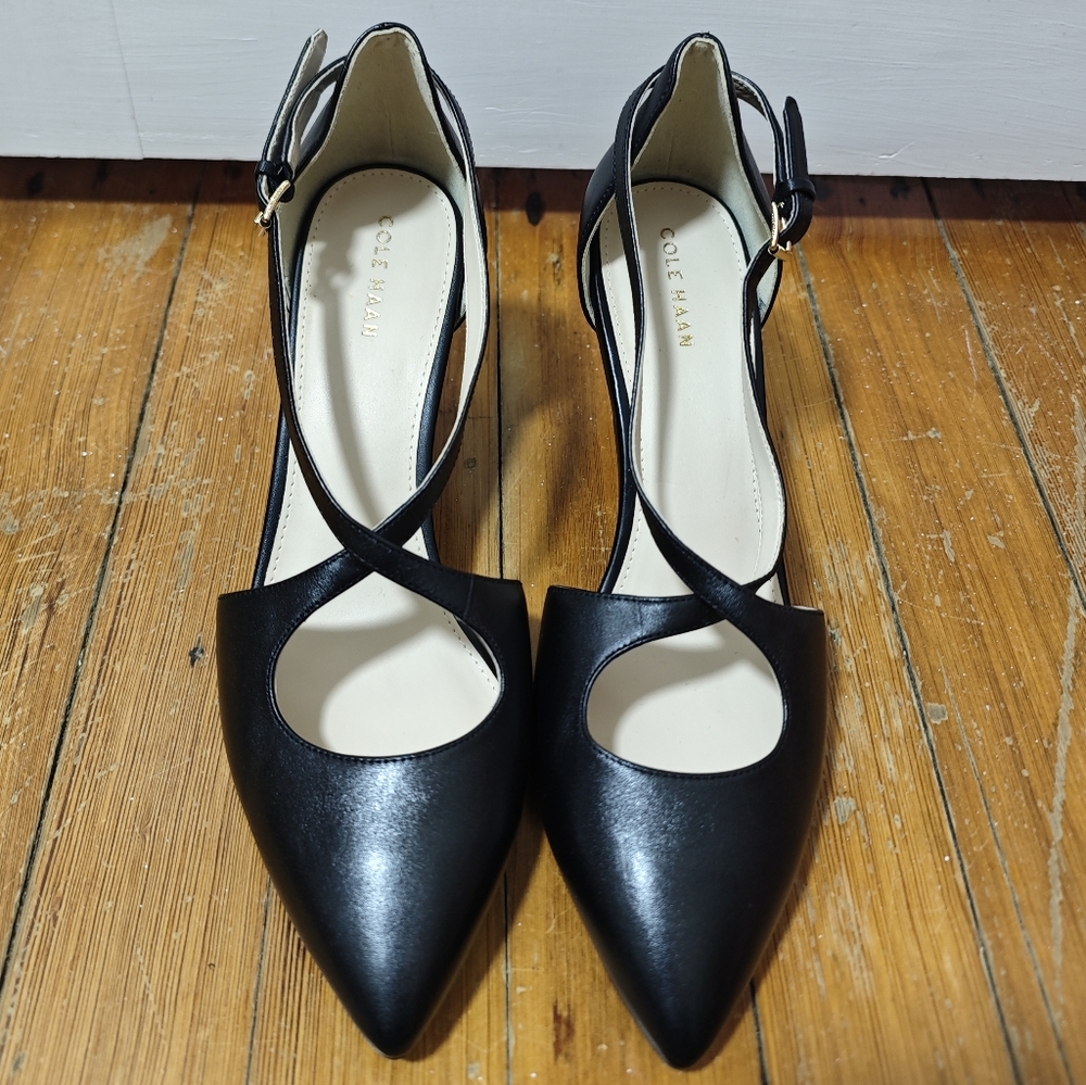 Cole Haan Black Leather Wedge Heels US 8.5